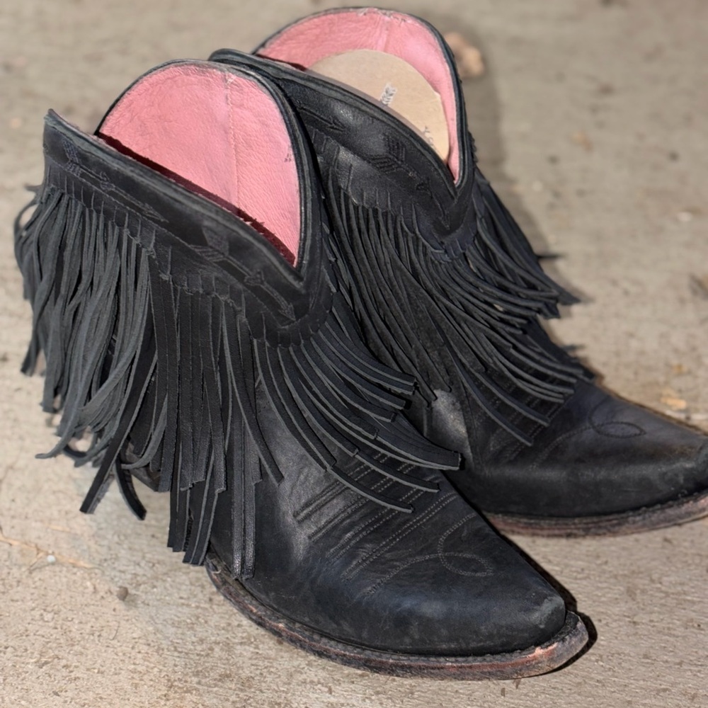 Stylish Black Fringe Ankle Booties